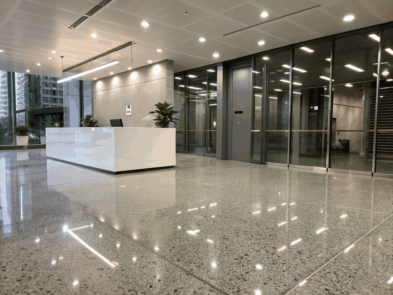 Modern office lobby transformation with architectural vinyl